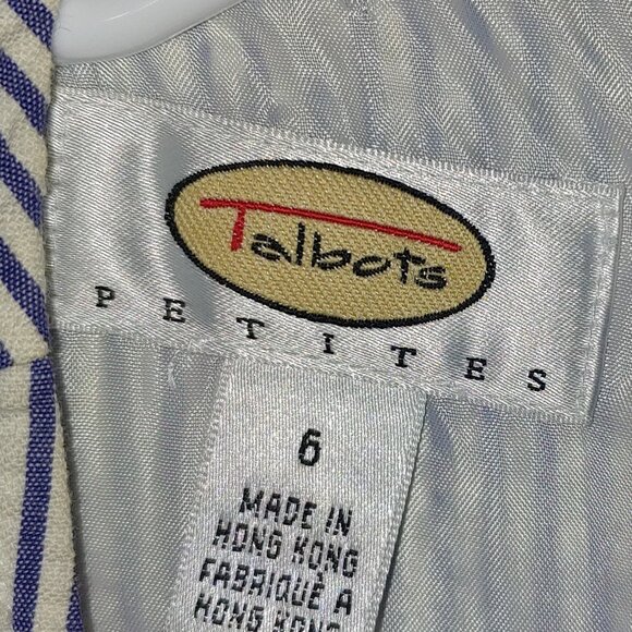 Talbots Seersucker Lemons&Limes Embroidered Sleeveless Dress Size 6P Blue Cream - Picture 3 of 9